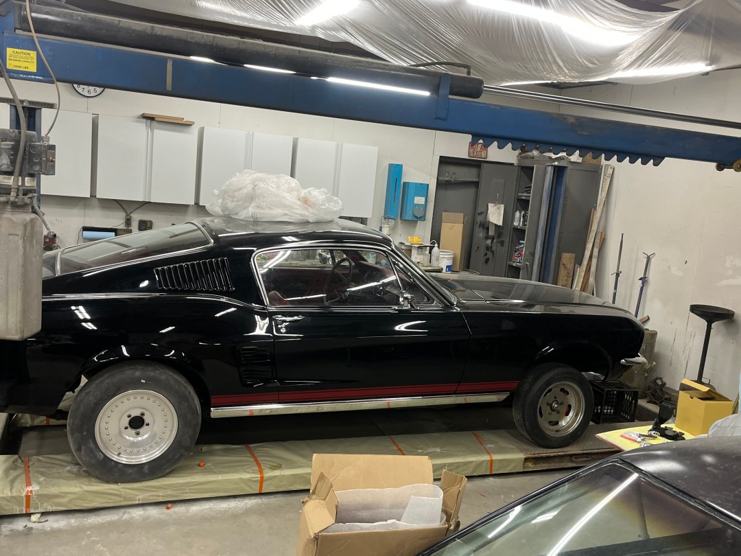 1967 Ford Mustang Fastback — restoration project at Klassy Kar Sales, Akron NY
