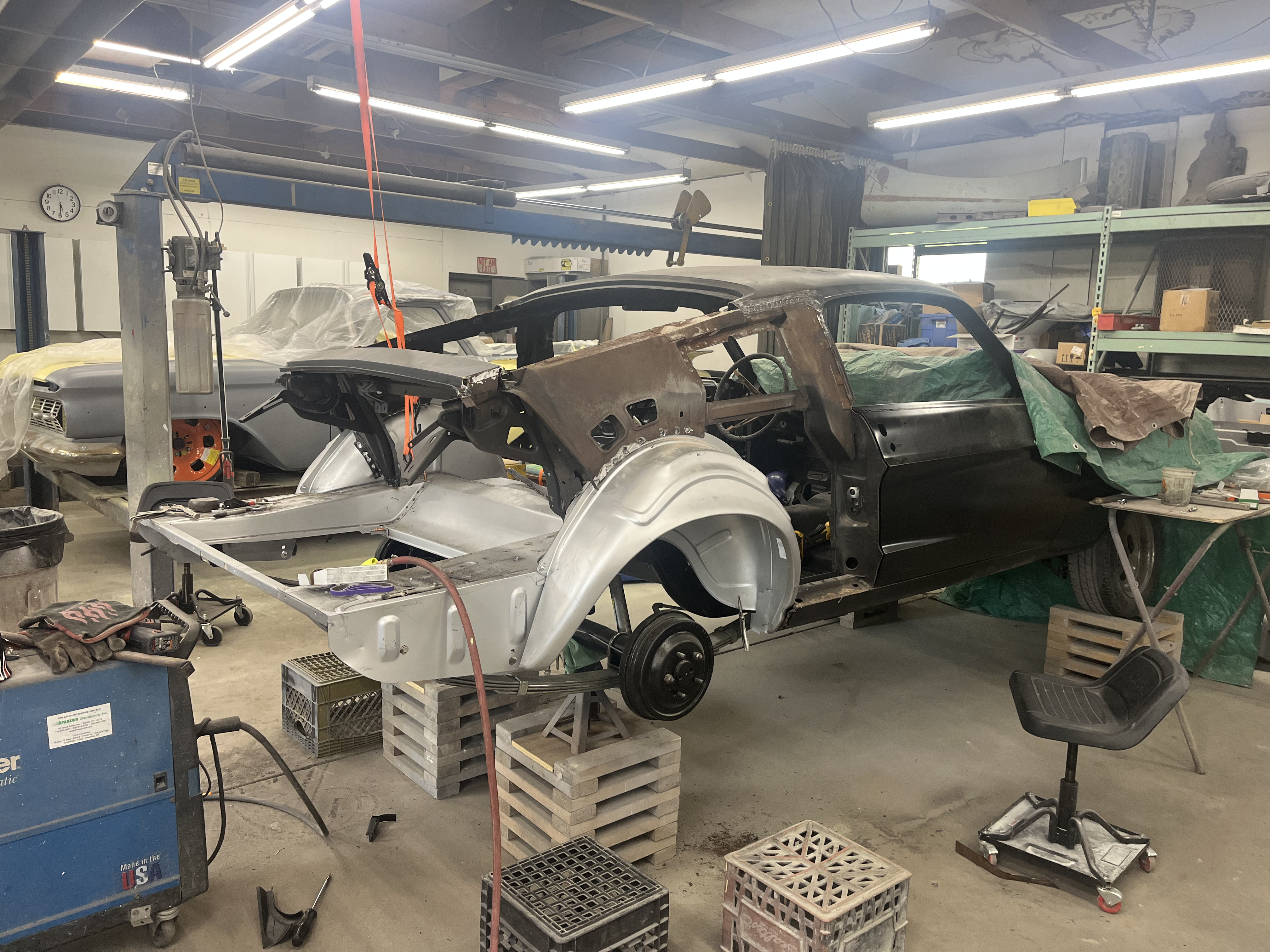 1967 Ford Mustang Fastback shell opened up for body and assembly work